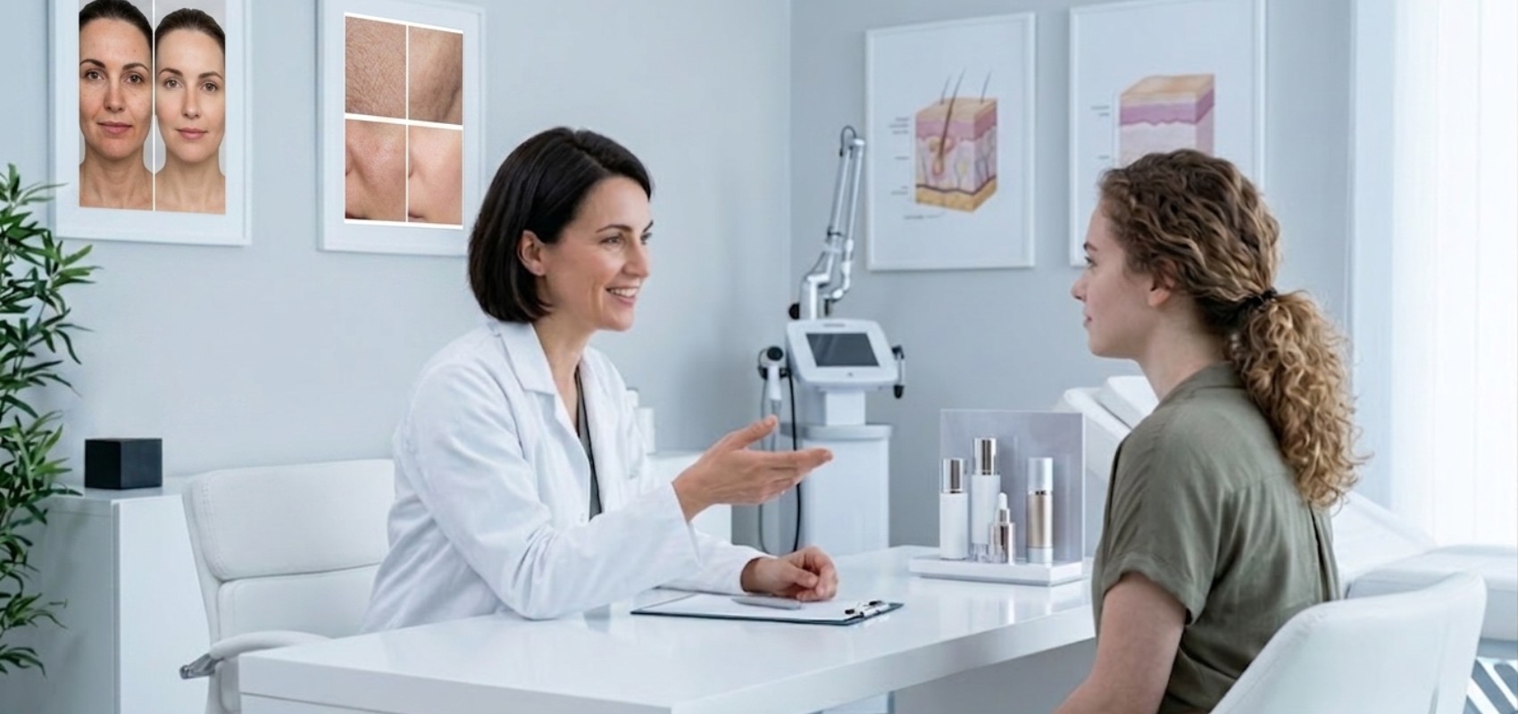 A smiling female dermatologist